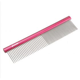 Олекотен, комбиниран гребен RECORD MEDIUM/LARGE METAL COMB, DOUBLE TEETH 12X3 CM 40 G за дълга козина